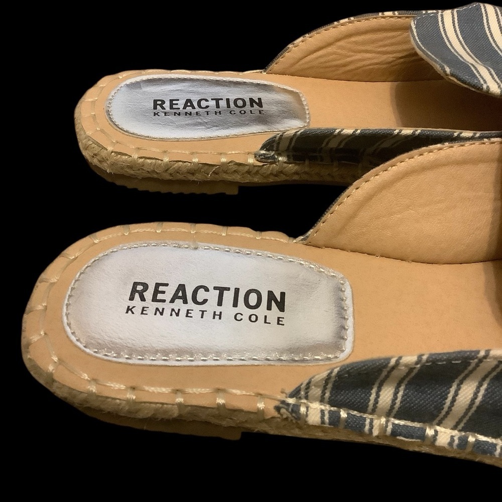 Kenneth Cole Reaction Blue & White Striped Espadrille Slide Sandals/ Size 9 - Picture 10 of 11